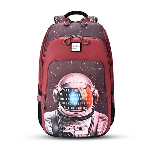 Gear Cosmonaut Backpack 19″/38L Large Water Resistant School Bag/Casual Backpack/Daypack/Kids Bag for Boys/Girls (Maroon-White)