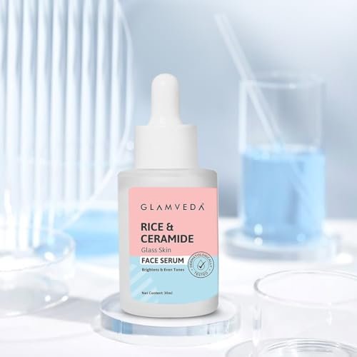 Glamveda Korean Rice & Ceramide Vitalizing Face Serum Skin Barrier Building, Nourishing, Brightens Skin | For Dry, Sensitive & Combination | No Paraben | 30ml