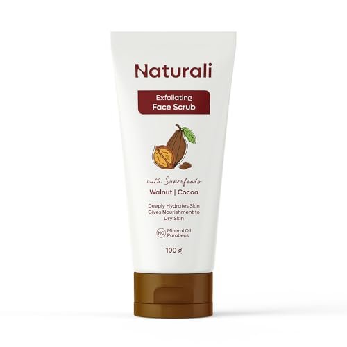 Naturali Exfoliating Face Scrub With Walnut & Cocoa | Deeply Hydrates Skin | Nourishes Dry Skin | Paraben & Mineral Oil Free | 100g