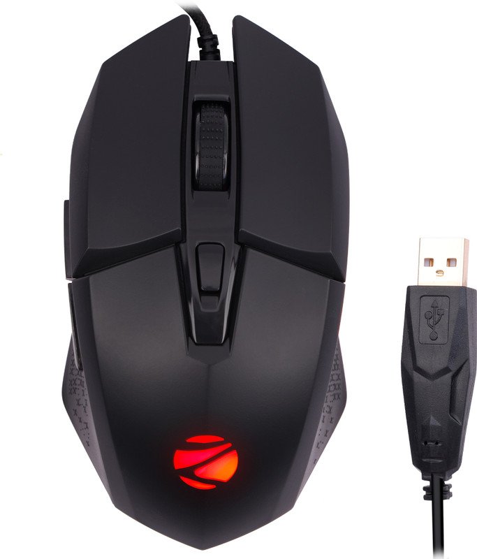 ZEBRONICS Shark Wired Ambidextrous Optical  Gaming Mouse Premium Gaming Mouse, 6400 DPI, 6 Buttons, RGB, High Resolution Sensor(USB 2.0, Black)