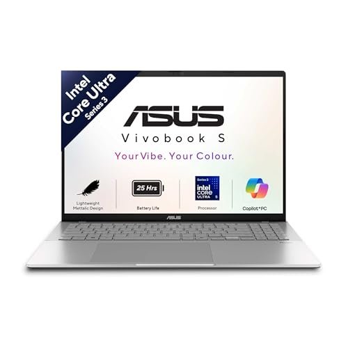 ASUS Vivobook S16 (2026),Intel Core Ultra 5 325 (Series 3),Intel iGPU,16GB RAM,512GB SSD,OLED, 16″(40 cm),Windows 11,M365 Basic(1 Year),Office 2024, Cool Silver, 1.7 Kg, S3607AA-SH087WS, Copilot+ PC
