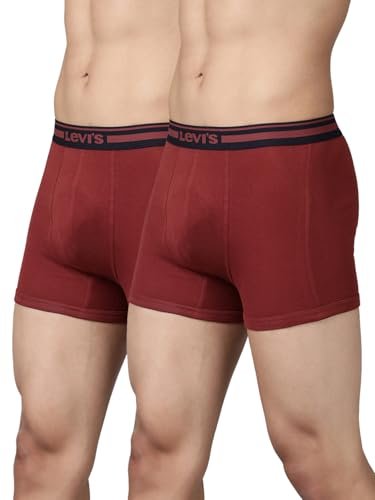Levis Men Pack of 2 Solid Cotton Rib Ultrasoft Waistband Shorter Length Trunk