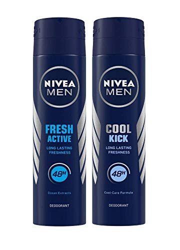 Nivea Unisex Fresh Active Deodorant Spray (Active Deo + Cool Kick Deo), 1 Count