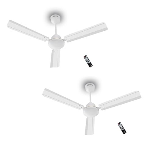 DIGISMART Storm BLDC Ceiling Fan with Remote, 28W Energy Efficient, 225 CMM Air Delivery, 65% Power Saving, Low Noise, Reverse Mode, Smart Memory, 3 Blade Ceiling Fan 5 Year Warranty Pack of 2 (White)