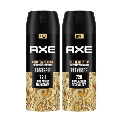 Axe Gold Temptation Long Lasting Deodorant Bodyspray For Men 150 ml, Pack of 2