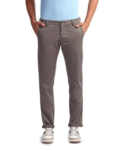 Arrow Men’s Solid Slim Fit Acrylic Casual Trouser