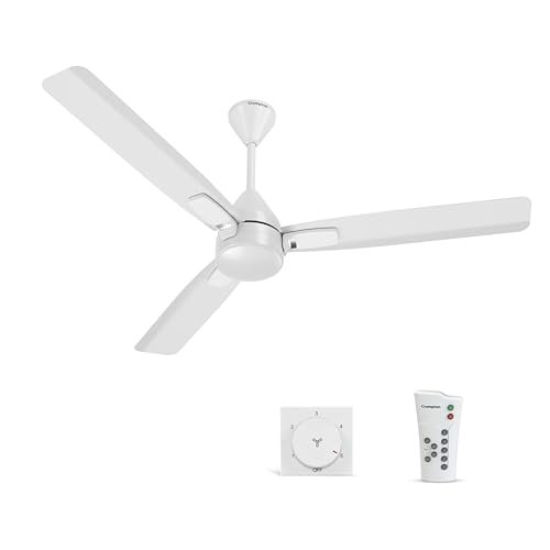 Crompton Energion Caelum 1200mm BLDC Ceiling Fan | Remote & Regulator Control | BEE 5 Star Rated Energy Efficient | 4 Year Manufacturer’s Warranty on Motor | Silver White