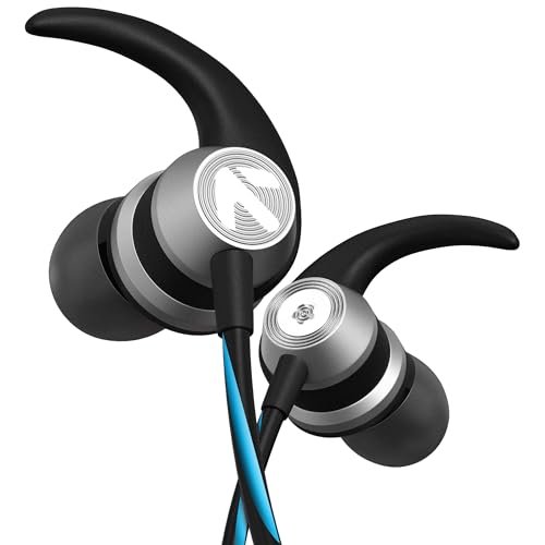 GOBOULT X1 Wired Earphones 10mm BassDriver, Inline Control, IPX5 Water Resistant, Comfort Fit Earphone Wired Headphone with mic,AUX Earphone, Voice Assistant (Blue)