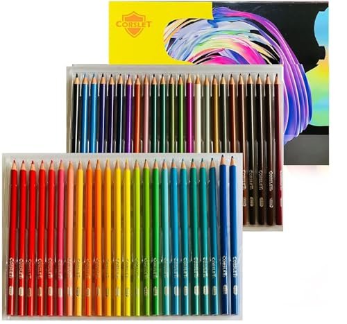 Corslet 48 Pc Oil Colour Pencils Set Art Kit Color Drawing For Artists Sketching Artist Beginners & Pro Art, And Colouring, Multi-coloured, Multi