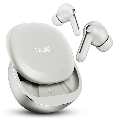 Boat 2025 Launch Airdopes Prime 511, Volume Swipe Control, 50hrs Battery, 4Mics ENx, Multipoint Connection, App Support, Bluetooth Earbuds, TWS Ear Buds Wireless Earphones with mic (Zinc White)