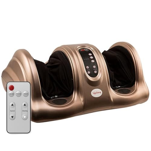 Lifelong Foot Massager Machine for Pain Relief with Kneading function – Also used as Leg Calf Massager – Corded Electric Foot Massage Machine for Home with Customizable Settings (LLM72, Brown)