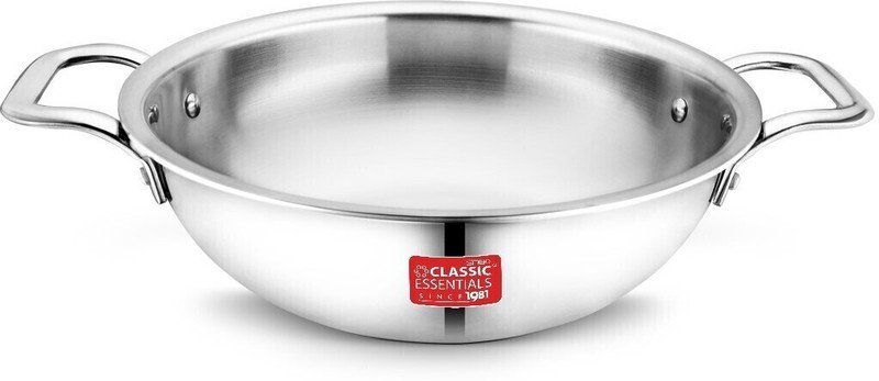 Classic Essentials Triply Kadhai, 3 Layer Stainless Steel Cookware Kadhai 20 cm diameter 1.5 L capacity(Triply, Non-stick, Induction Bottom)
