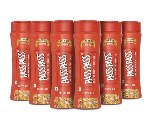 Pass Pass Frutti Mix Dried Fruit Based Mouth Freshener, High in Fibre & Anti-Oxidants, Pack of 6-115g Each