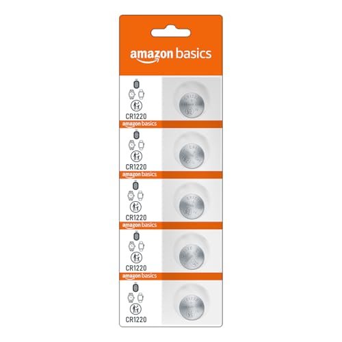 Amazon Basics CR-1220 Lithium Coin Cell Battery | 3V Voltage | Long-Lasting Power | Environmentally Friendly | High Capacity (Pack of 5)
