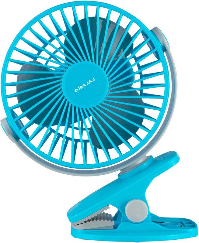 BAJAJ Mini USB Rechargeable Multi Clip with 12 Months Warranty Silent Operation 110 mm Table Fan(Blue | Pack of 1)