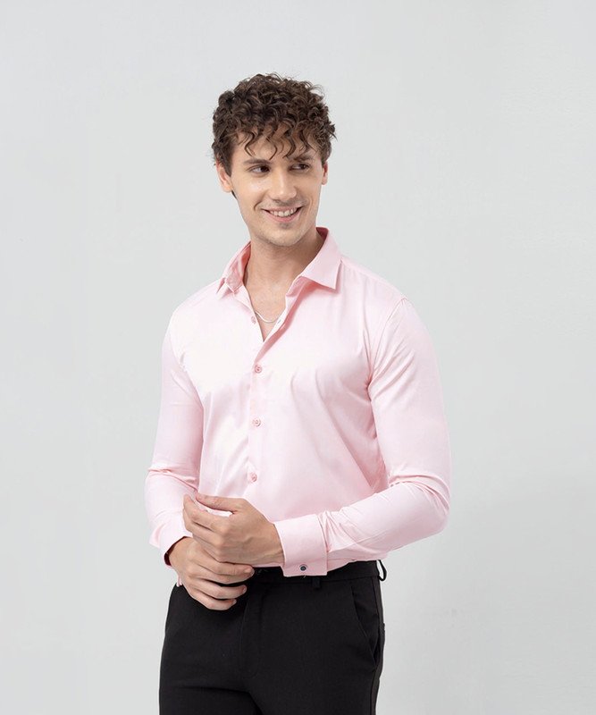 Snitch Men Solid Casual Pink Shirt