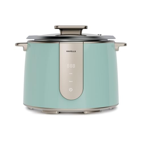 Havells CRAFT Rice Cooker | Live Cooking Timer| Intuitive Touch Control | 6 hour Keep Warm Mode| 1.8 L Capacity | Triple Safety Protection | Food Grade Bowl | Energy Efficient Operation (Blue & Gold)
