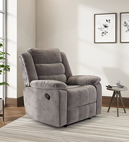 Nilkamal Sierra Velvet Fabric Manual Recliner | 1 Seater Sofa | Single Sofa Recliner | 1 Seater Chair Sofa | 1 Year Warranty | Brown
