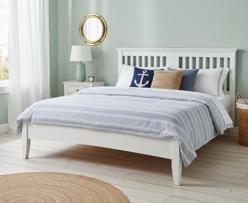 APRODZ Solid Wood Parma Queen Size Bed – Elegant and Stylish Bedroom Furniture Without Storage for a Modern Home (White Finish)