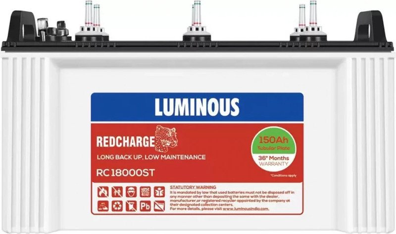 LUMINOUS 36 Months Warranty Tubular Inverter Battery(150 Ah, RC18000ST)