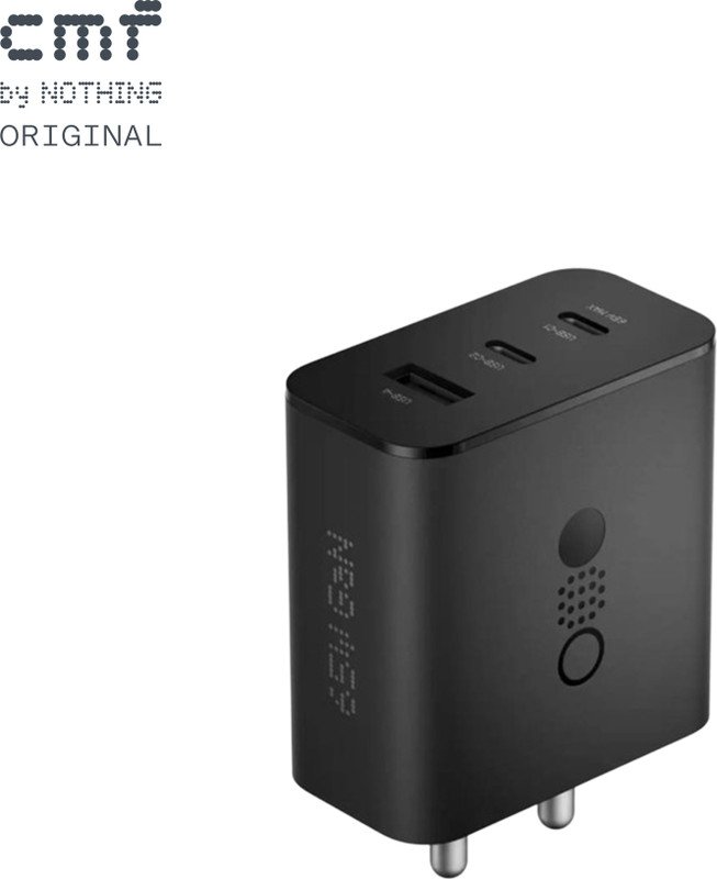 CMF by Nothing 65 W GaN 3 A 3 Port Mobile Charger(Dark Grey)
