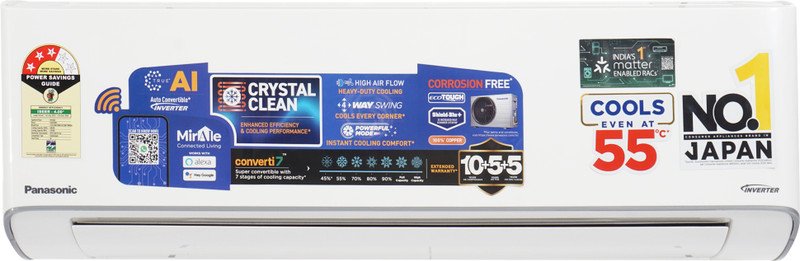 Panasonic 2025 Model 1 Ton 3 Star Split Inverter with Wi-fi AC(CS-EU12BKY3FM/CU-EU12BKY3FM, White, Grey)