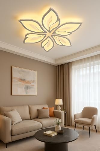blissbells 5 Lights Arc Flower Ceiling LED Chandelier Lamp 3 Color Changing Light