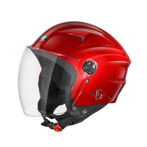 STUDDS RAY Super ISI Certified Open FACE Helmet for Men and Women with D – Ring Lock (Cherry RED M)