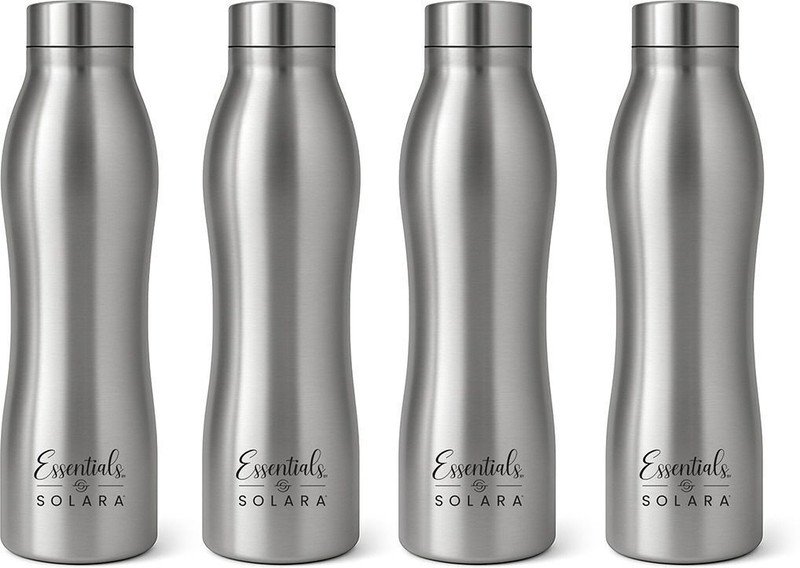 Solara Water Bottle 1 Liter for kids, Fridge, Office, 1000 ml Steel Bottle(Pack of 4, Silver)