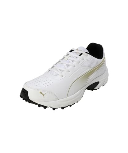 Puma, Men, Cricket Power 2.0, White-Metallic Gold-Black, Cricket Shoe, 9UK, (10881101)