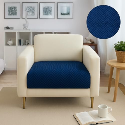 Amazon Basics – Velvet Quilted Make Your Own Sofa Cover |1 Seater | Multi-Layered Fabric |70cm x 70cm | 350 GSM | Color – Navy Blue