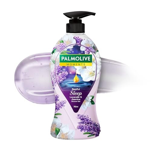 Palmolive Restful Sleep Body Wash, 750ml Shower Gel Single Pump Bottle, 100% Natural Lavender, Jasmine & Chamomile Extracts, pH Balanced Bodywash, Free of Parabens & Silicones