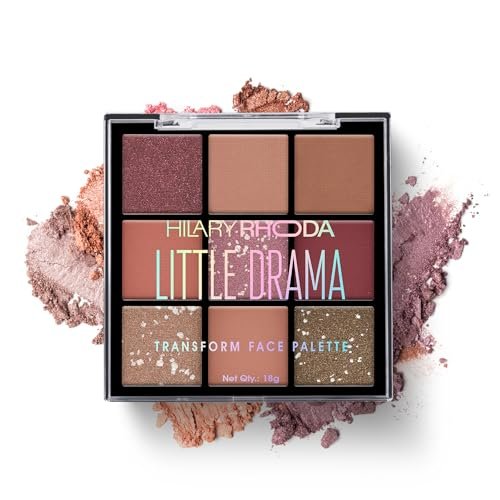 Hilary Rhoda Transform Face Palette | All-in-One | 9 Eyeshadows, 2 Blushes, Highlighter & Contour | Matte + Shimmer Finish | Highly Pigmented | Travel Friendly Makeup Kit (Soft Glam – Shade 01) – 18g