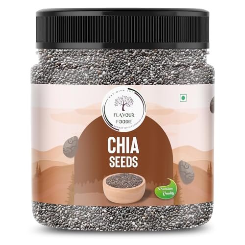 Flavour Foodie Premium Grade Chia Seeds 1KG | Natural Hydrator for Summers | High Protein & High Fibre Seeds for Eating | Resealable Jar Pack | Superfood for Smoothies, Salads & Baking