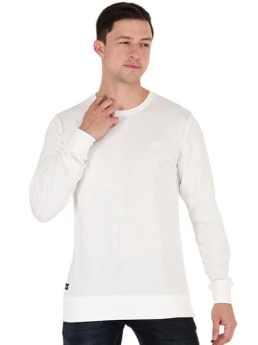 Macroman M-Series Fashion Full Sleeve Round Neck Sweat T-Shirt for Men, Cotton, Snow, Size: L (Pack of 1)