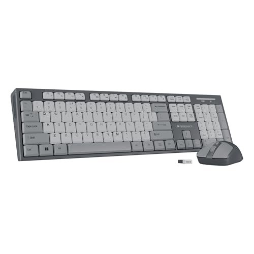 Zebronics Wireless Keyboard & Mouse Combo, 104 UV-Printed Keys, ₹ Key, 12 Multimedia Keys, Retractable Stand, 4 Button Mouse, 1600 DPI, High Precision, USB Nano Receiver