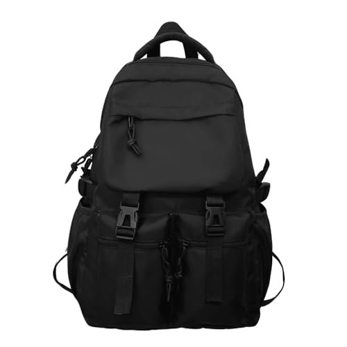 Glowic Black Backpacks for Men & Women | Stylish, Durable, Multi-Pocket Travel & Laptop Bags with Buckle Straps (Black1)