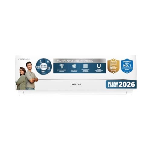 Voltas 1.5 ton 3 star,New star rated, Rating Inverter Split AC (Copper, Convertible 5-in-1 Cooling Mode, 2-Way Air Swing, Anti-dust Filter with Anti Microbial Coating, Auto Clean (183INV CAV, White)