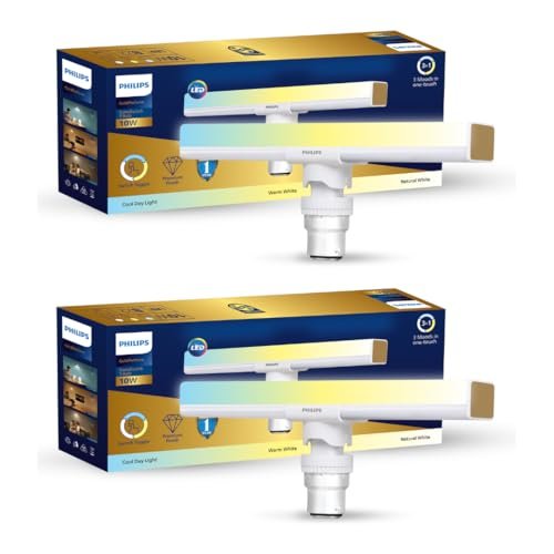 Philips 10W B22 LED T-Bulb | 3 Colors in 1 LED Bulb | Scene Switch T-Bulb for Home & Decoration | Color: Tunable White | Pack of 2 | Gold Perform Series