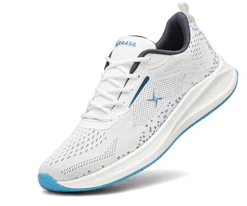 Kraasa Men’s Running Shoes | Breathable Mesh Upper | Lightweight Phylon Sole | Cushioned EVA Insole | Comfortable Sports & Casual Sneakers WhiteSky UK 8