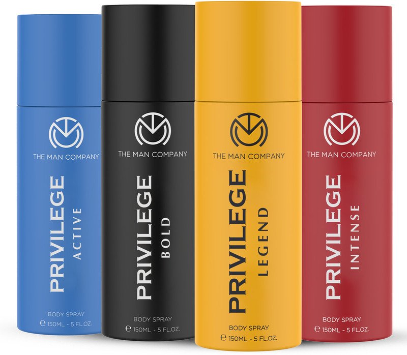 THE MAN COMPANY Privilege Intense , Legend, Bold & Active Deodorant Spray  –  For Men(600 ml, Pack of 4)