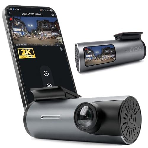 ZIQO L200 Dash Cam for Car 2K 1440P QHD | WiFi & App Control | 150° Wide Angle | Night Vision | G-Sensor | Loop Recording | 128GB | 1 Year Warranty