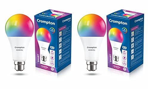 Crompton 9-Watt B22 WiFi Smart LED Bulb Compatible with Amazon Alexa and Google Assistant (Immensa Music Sync B22, Pack of 2)