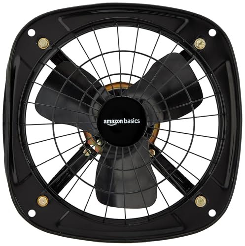 Amazon Basics High Speed Exhaust Fan I 3 Heavy Duty Blades | Rust Resistant Body | RPM 2600 | 9 inch/225mm Sweep Length (Black)