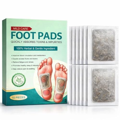 Detox Foot Patches Overnight Bamboo Vinegar, Herbal Detox Foot Pads with Ginger, Foot Detox Pads for Sleep & Relaxation, Acupoint Foot Patches for Stress Relief, Natural Foot Care for Men & Women