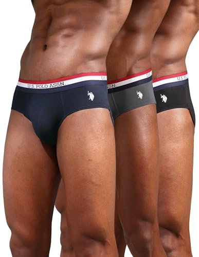 U.S. Polo ASSN. Mens EB002 Anti Microbial Signature Cotton Stretch Underwear Brief -Pack of 2