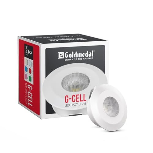 Goldmedal G-Cell 2W Round LED Spotlight |Compact Design Ceiling Light for Cabinets & Wardrobes | with 45° Beam Angle |Spotlight for Home & Display|Energy-Efficient| Warm White(3000K)