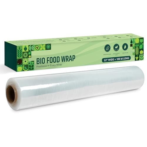 Robustt Bio Food Wrap Cling Film for Food Wrapping| 100 m ×12”(Pack of 1) | Keeps Food Fresh Eco-Friendly Transparent Wrapping roll | Ideal Cling Film for Food Wrapping