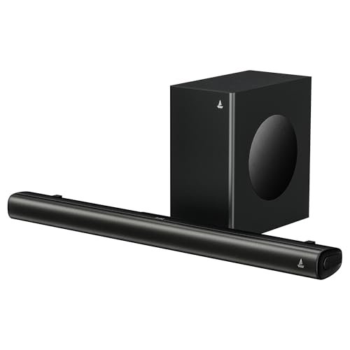 Boat Aavante 2.1 2000, 200W, EQ Modes, Multi Compatibility, Premium Design, Remote Control, v5.4 Bluetooth Sound bar, Home Theatre Soundbar Speaker(Premium Black)