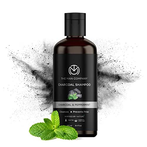 The Man Company Charcoal Shampoo For Oily Scalp To Eliminate Dandruff, Improve Hair Growth with Peppermint & Clove | Healthy and Shiny Hair – 250ml